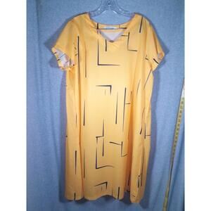 Misslook Dress Womens Large Short Sleeve‎ Yellow Geometric